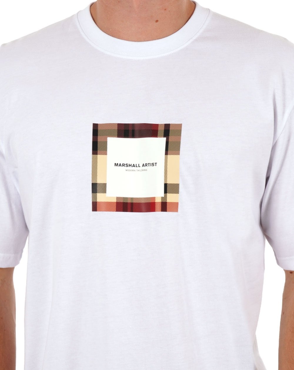 Marshall Artist House T-Shirt mit Kontrollkästchen-Logo, Weiß