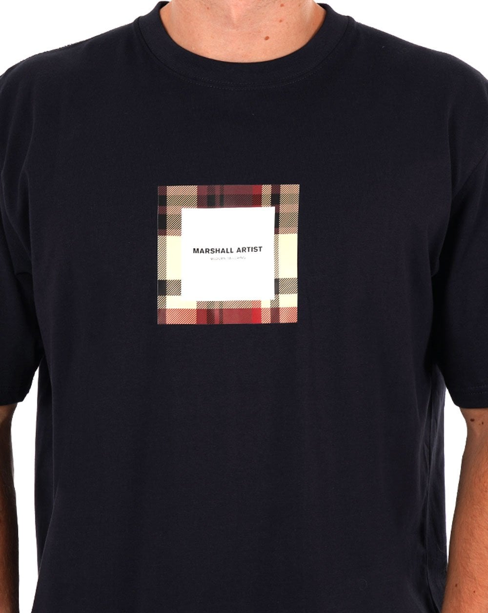 Marshall Artist House T-Shirt mit Kontrollkästchen-Logo, Marineblau