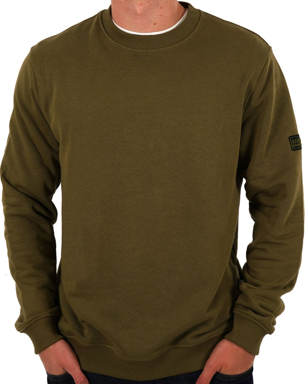 Barbour International – Sweatshirt mit Outline-Badge in Militärgrün