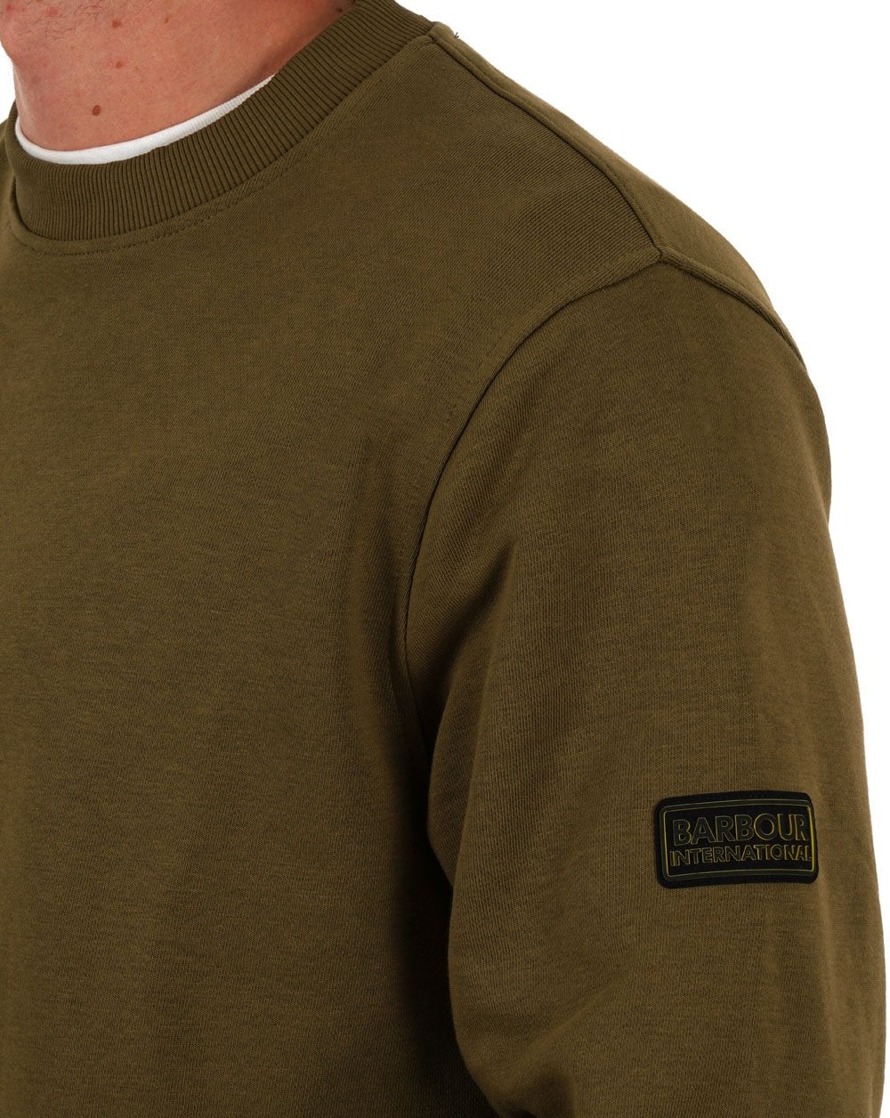 Barbour International – Sweatshirt mit Outline-Badge in Militärgrün