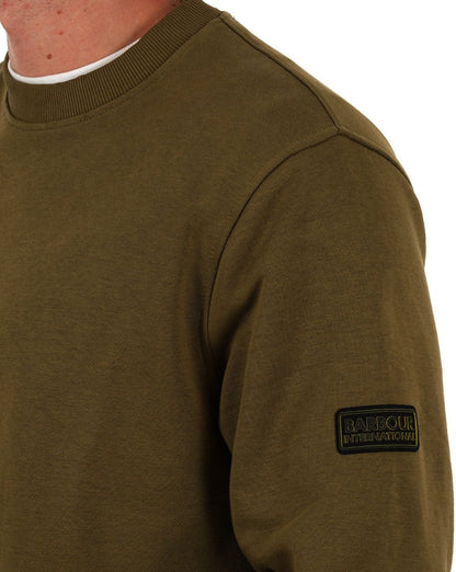 Barbour International – Sweatshirt mit Outline-Badge in Militärgrün