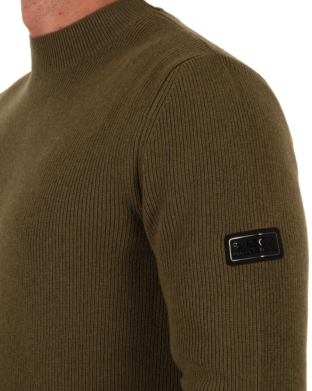 Barbour International – Crawley-Pullover in gebleichtem Olivgrün
