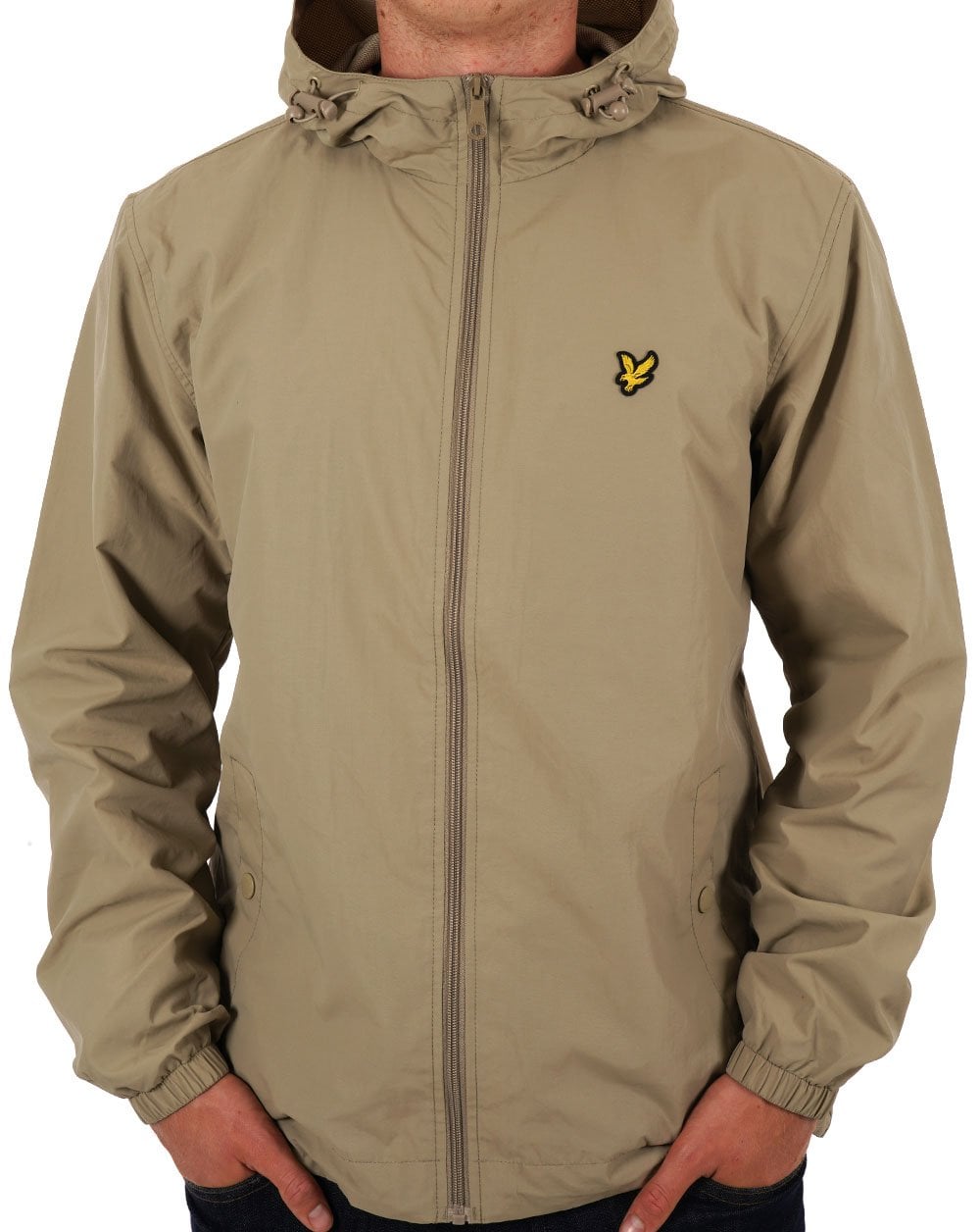 Lyle &amp; Scott – Durchgehende Kapuzenjacke mit Reißverschluss in Stein