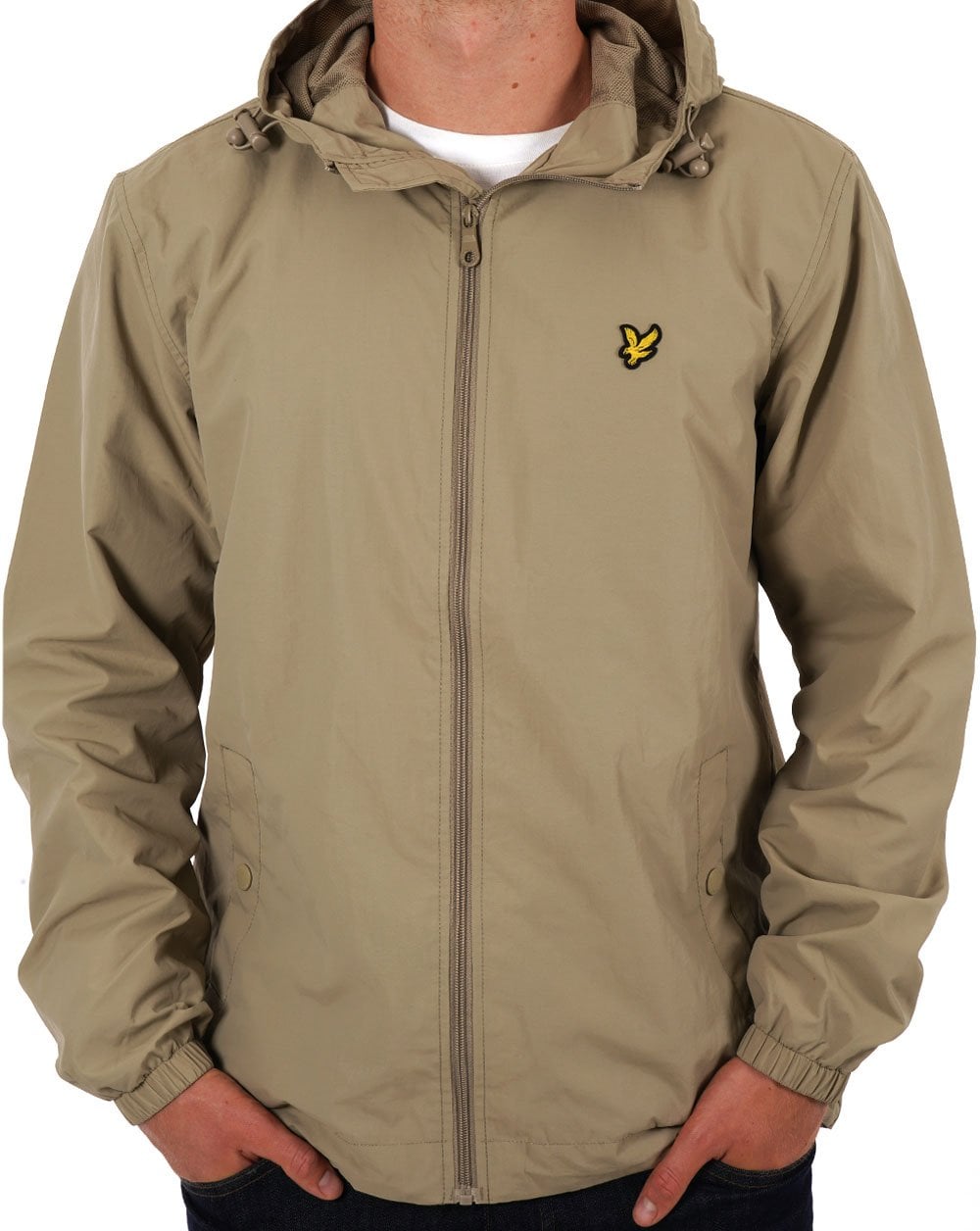Lyle &amp; Scott – Durchgehende Kapuzenjacke mit Reißverschluss in Stein