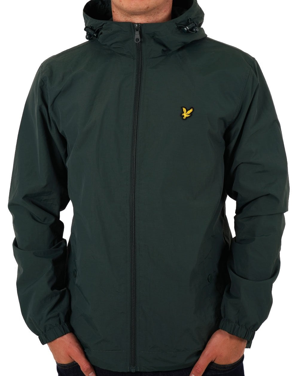 Lyle &amp; Scott – Durchgehende Kapuzenjacke mit Reißverschluss in Dunkelgrün