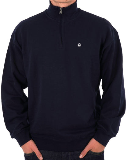 Benetton Sweatshirt mit Viertelreißverschluss in Marineblau
