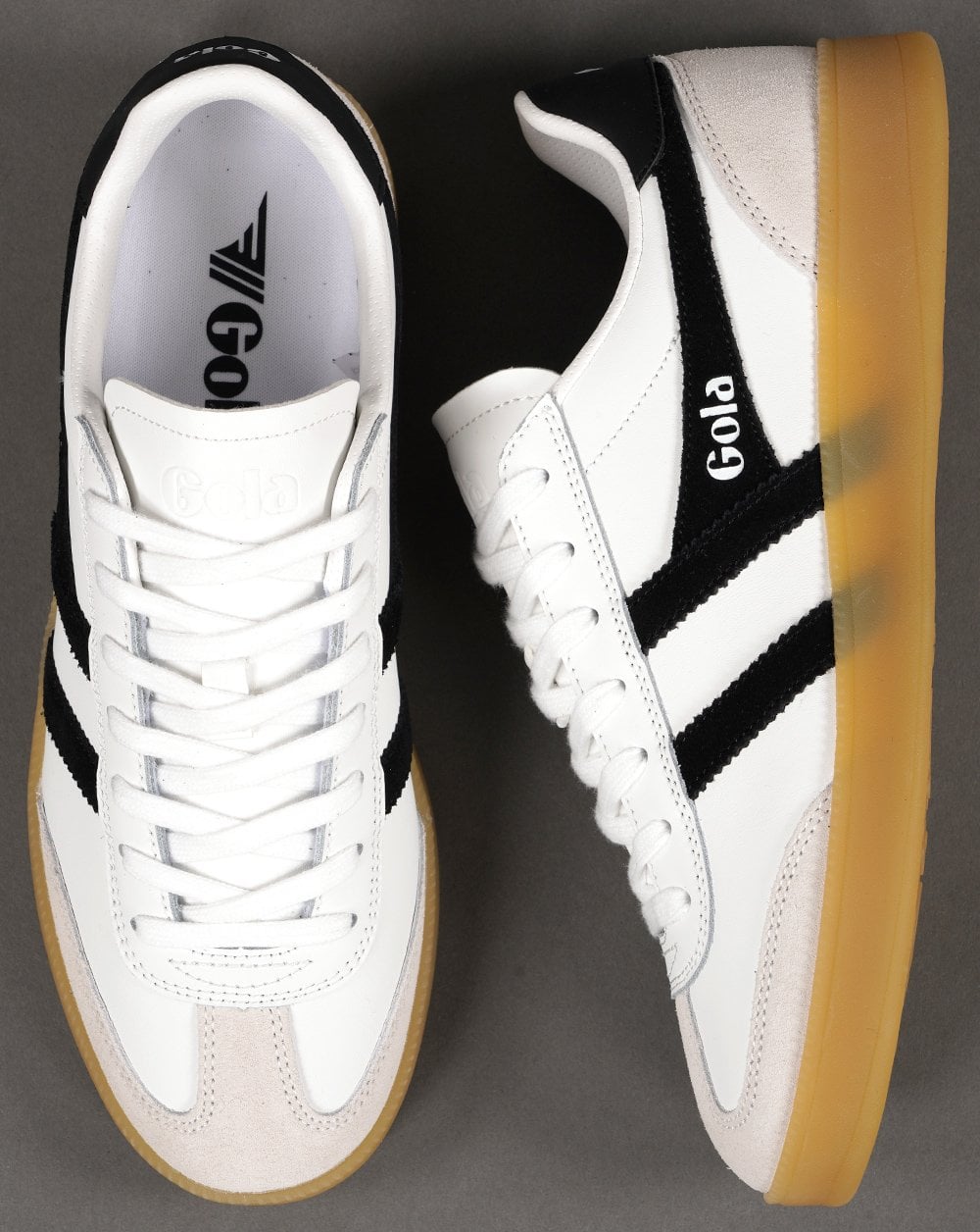 Gola Viper Leder-Sneaker Weiß/Schwarz/Gummi