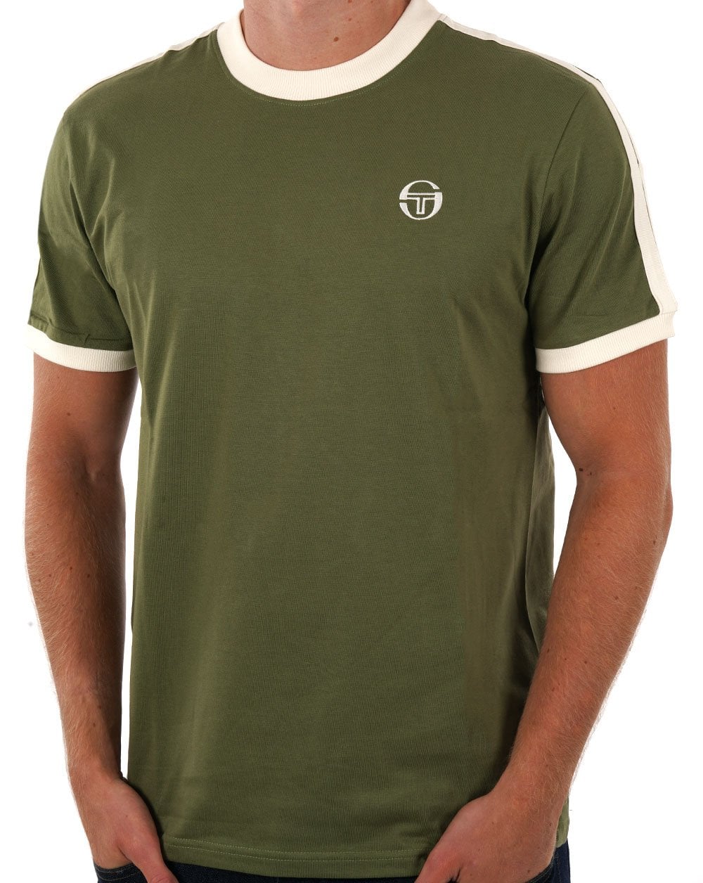 Sergio Tacchini Retro T-Shirt Olive Gardenia