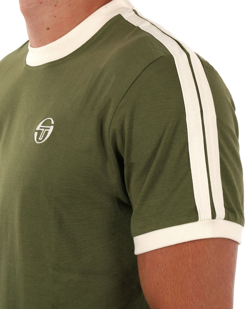Sergio Tacchini Retro T-Shirt Olive Gardenia