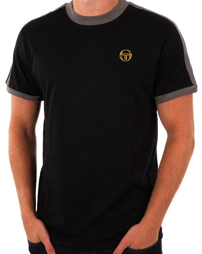 Sergio Tacchini Retro T-Shirt Schwarz Grau