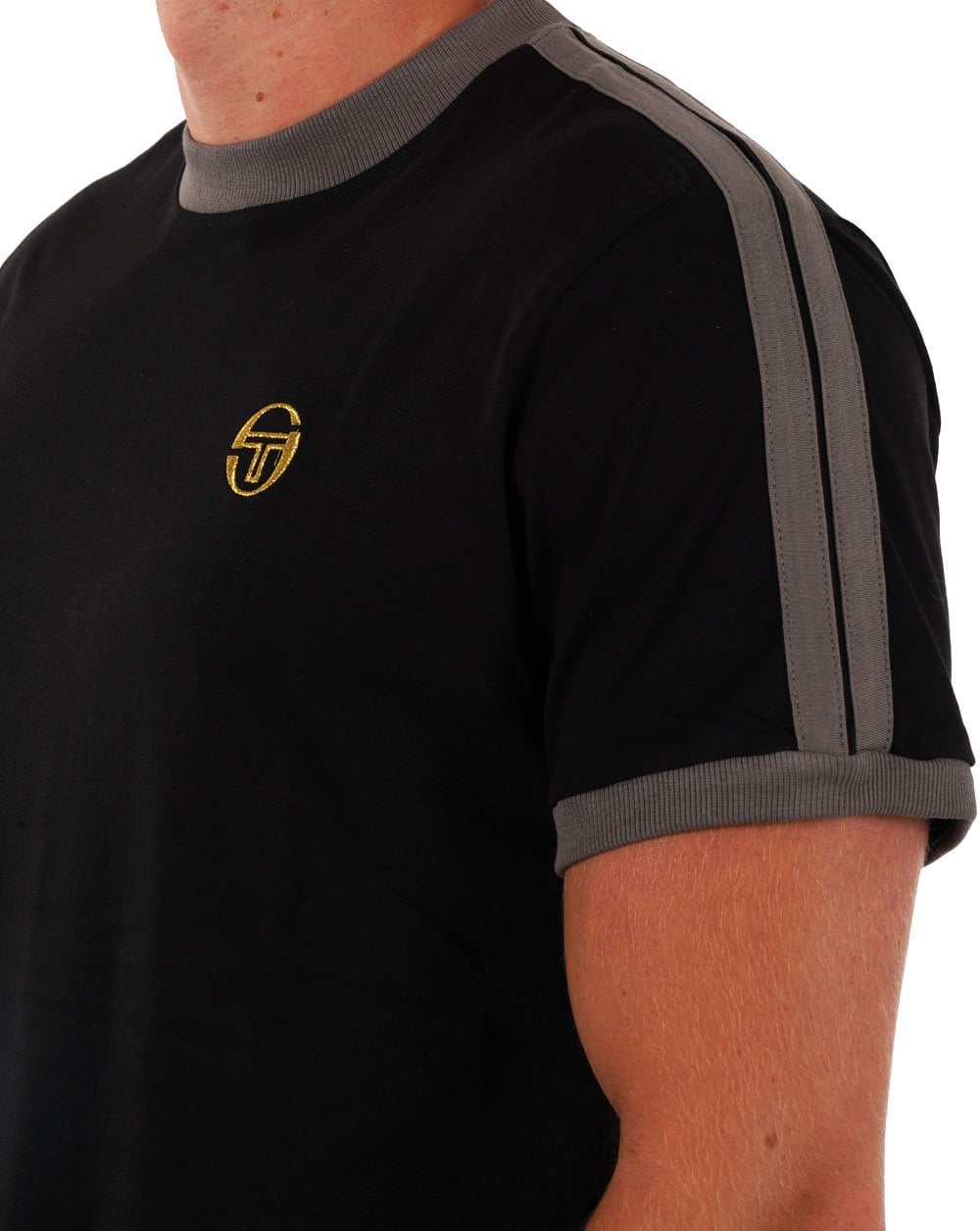 Sergio Tacchini Retro T-Shirt Schwarz Grau