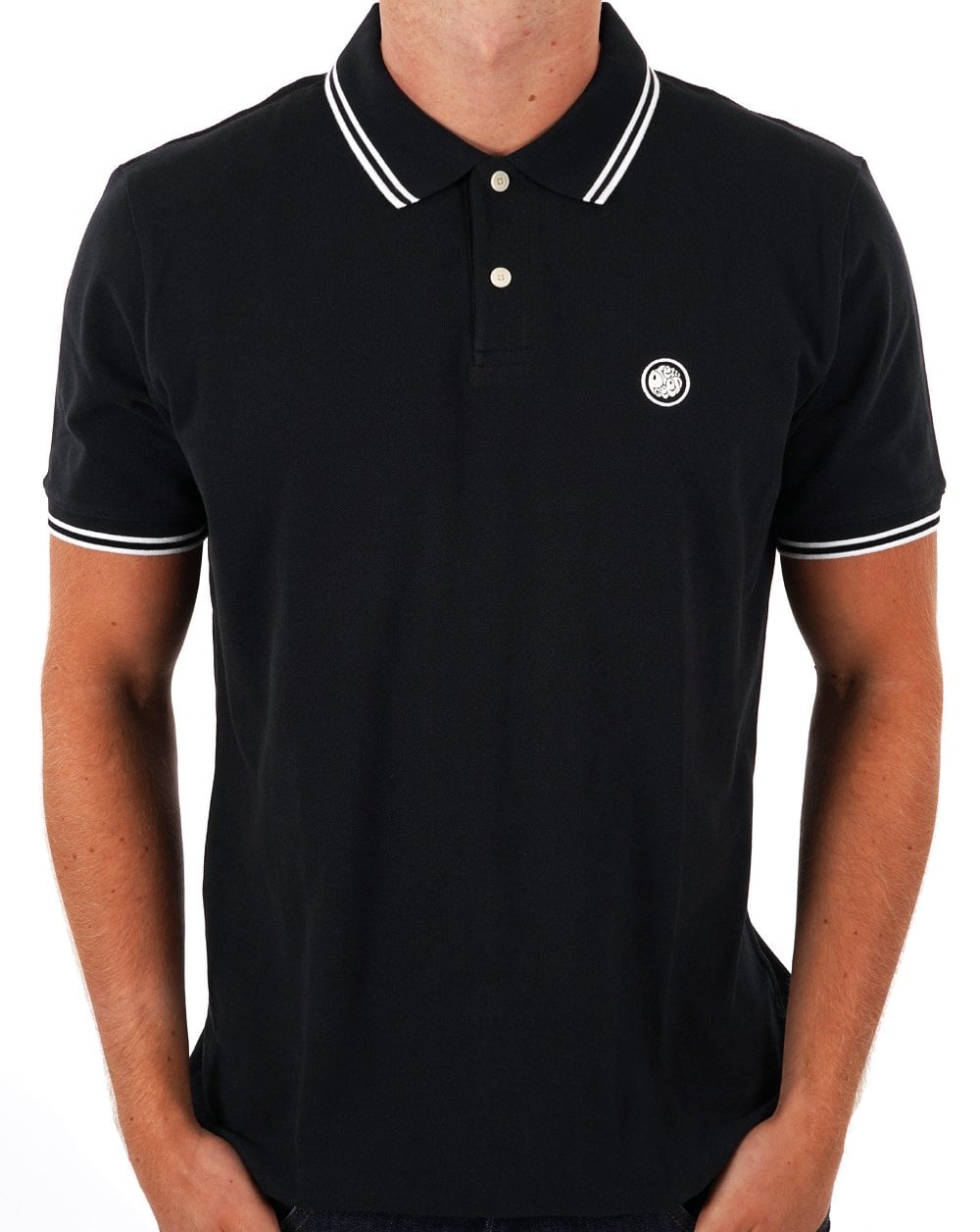 Pretty Green Poloshirt mit Streifen in Schwarz