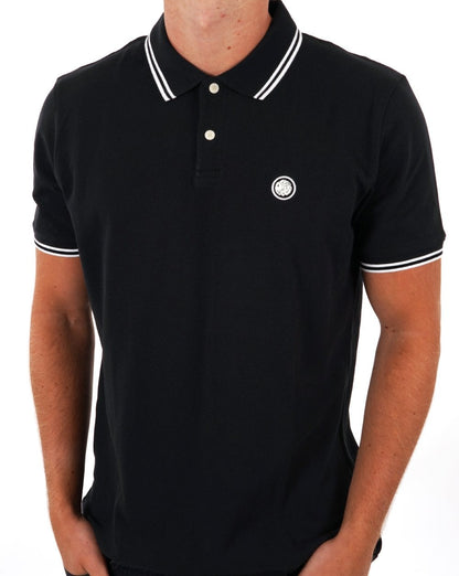 Pretty Green Poloshirt mit Streifen in Schwarz