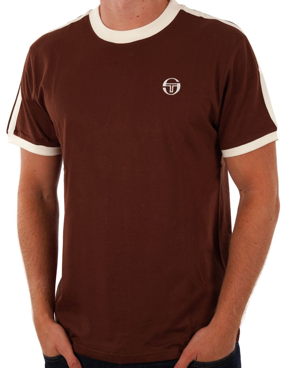 Sergio Tacchini Retro T-Shirt Schokolade / Creme