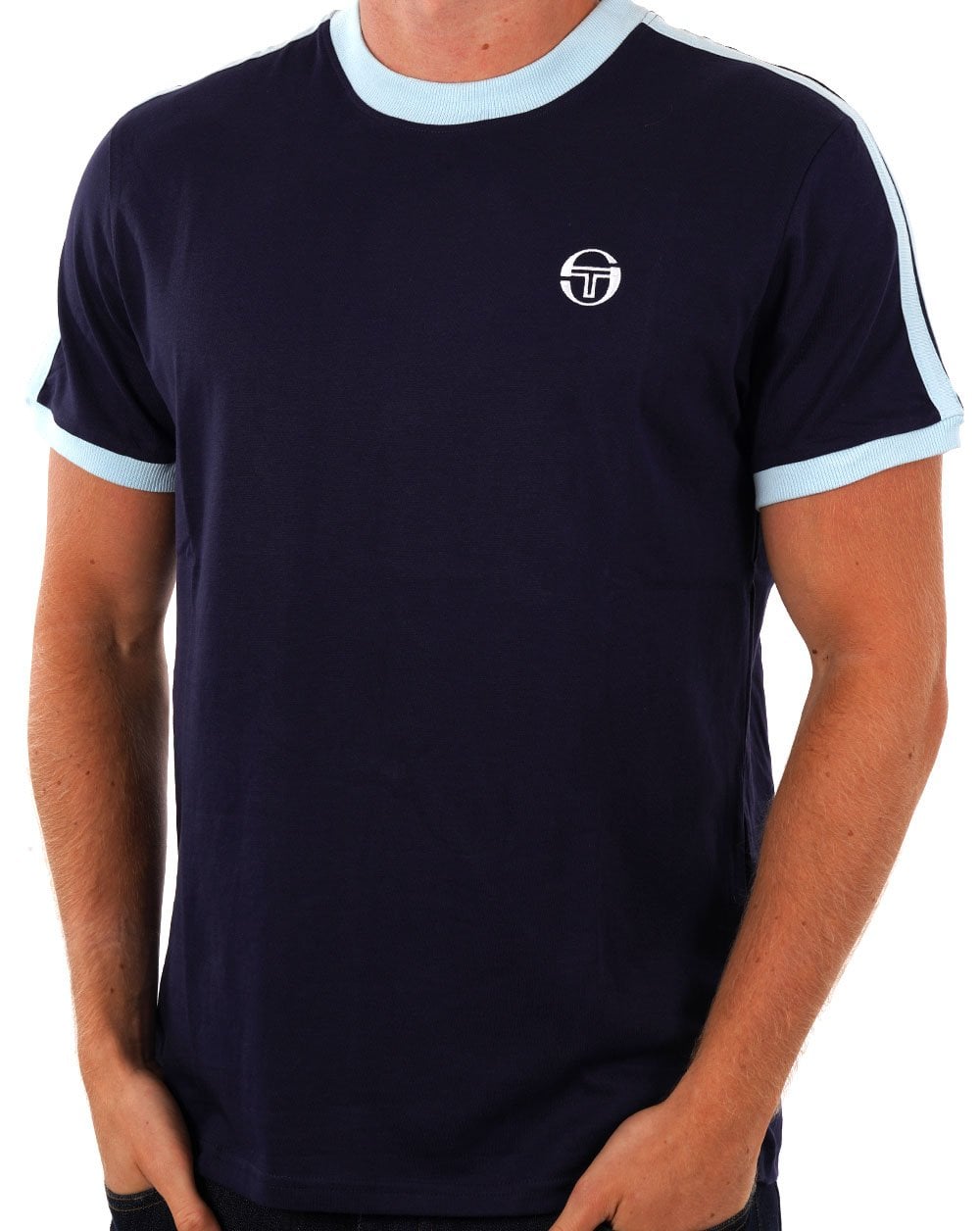 Sergio Tacchini Retro T-Shirt Navy Sky
