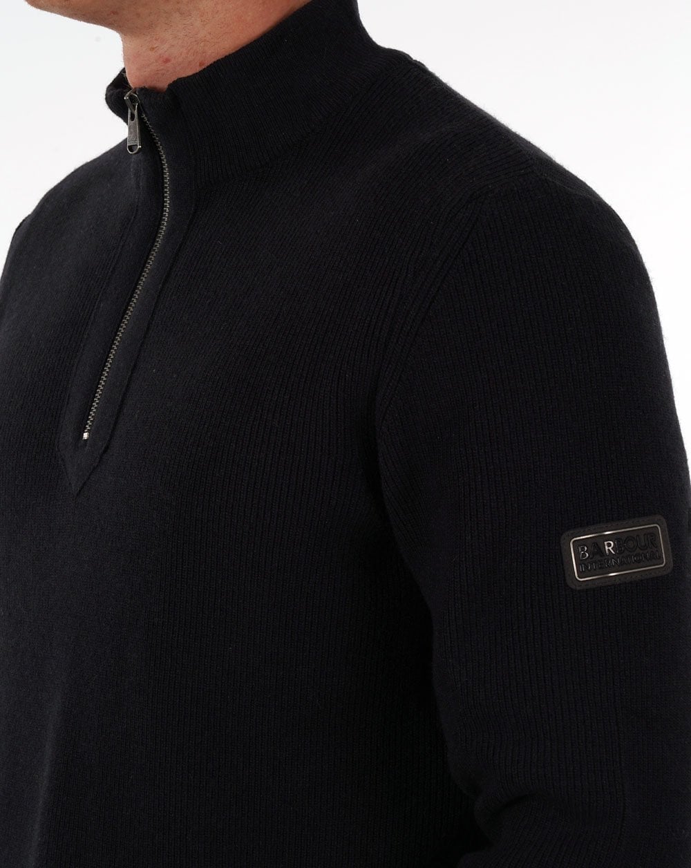 Barbour International – Crawley – Schwarzer Pullover mit halbem Reißverschluss