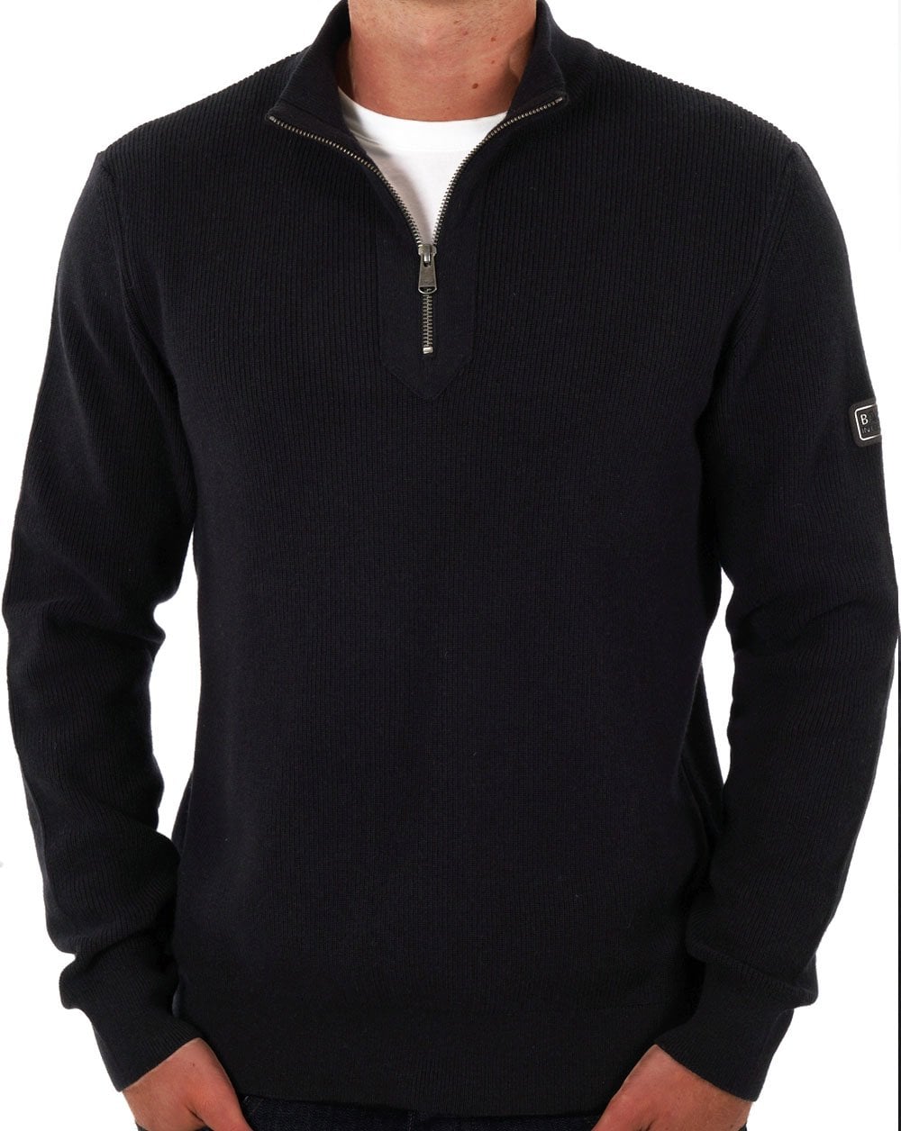 Barbour International – Crawley – Schwarzer Pullover mit halbem Reißverschluss