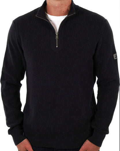 Barbour International – Crawley – Schwarzer Pullover mit halbem Reißverschluss