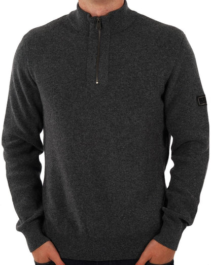 Barbour International – Crawley – Pullover mit halbem Reißverschluss, Anthrazitmeliert