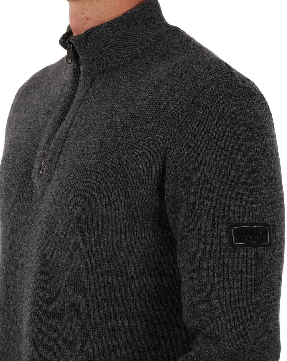 Barbour International – Crawley – Pullover mit halbem Reißverschluss, Anthrazitmeliert