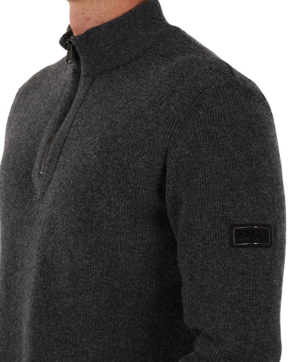 Barbour International – Crawley – Pullover mit halbem Reißverschluss, Anthrazitmeliert