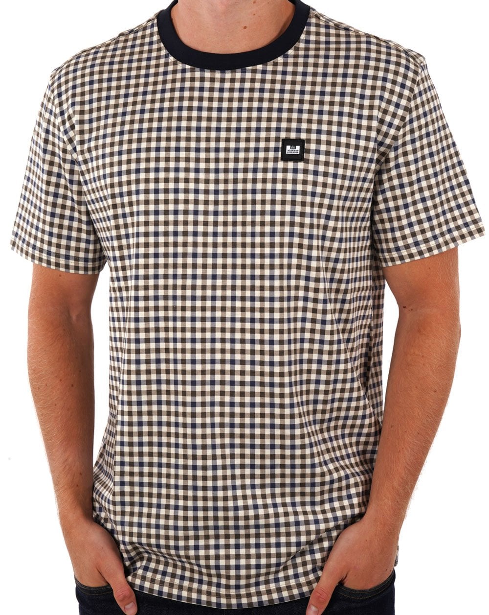 Weekend Offender – Trimmer-T-Shirt in mittlerem Haus-Check