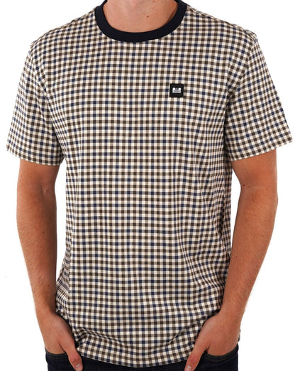Weekend Offender – Trimmer-T-Shirt in mittlerem Haus-Check