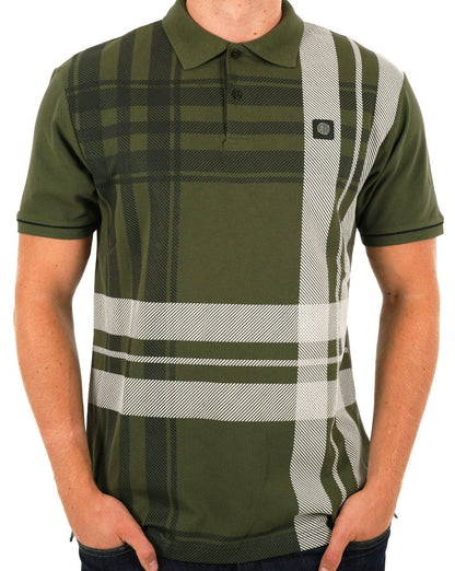 Poloshirt Trojan Check Panel Army Green