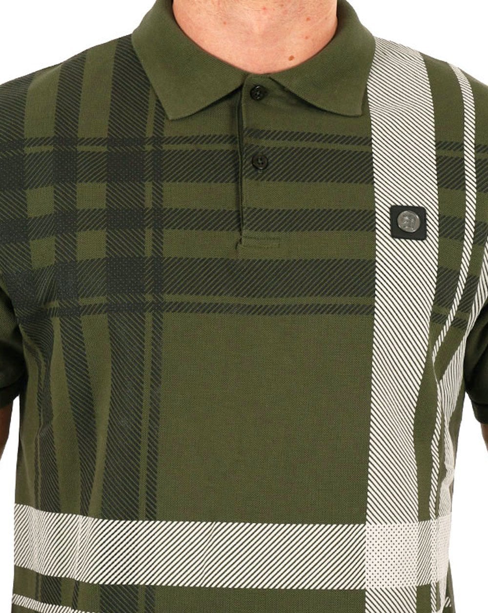 Poloshirt Trojan Check Panel Army Green