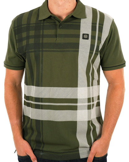 Poloshirt Trojan Check Panel Army Green