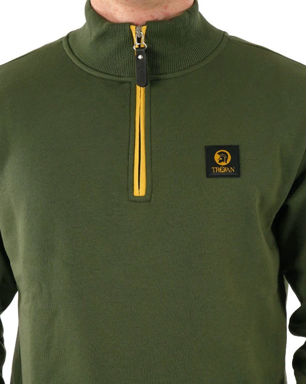 Trojan Sweatshirt mit halbem Reißverschluss in Army