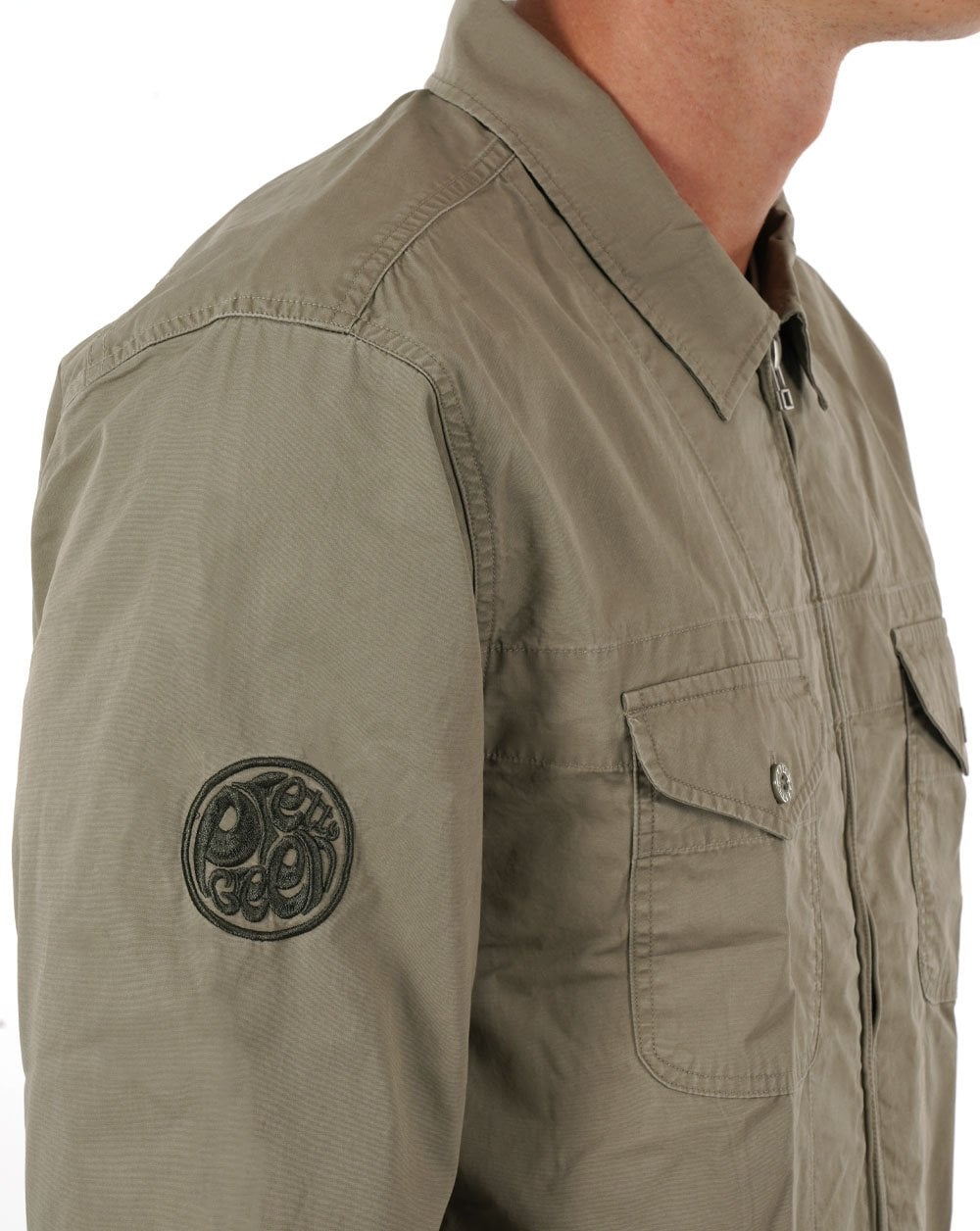 Pretty Green Armstrong Zip Overshirt Khaki