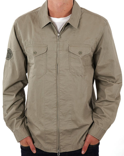 Pretty Green Armstrong Überhemd mit Reißverschluss in Khaki