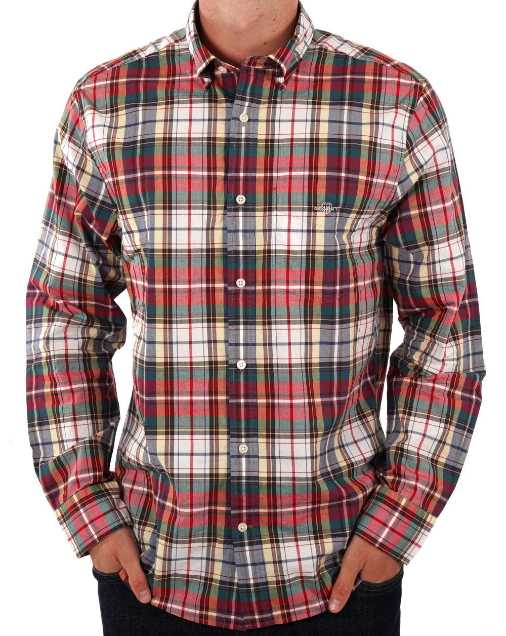 Gant – Popeline-Hemd mit Tartan-Karomuster, Rubinrot