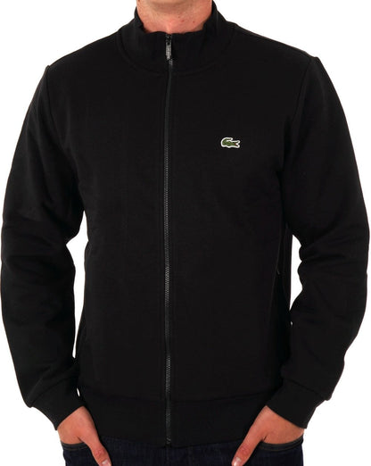Lacoste – Trainingsjacke mit durchgehendem Reißverschluss in Schwarz