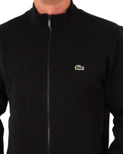 Lacoste – Trainingsjacke mit durchgehendem Reißverschluss in Schwarz