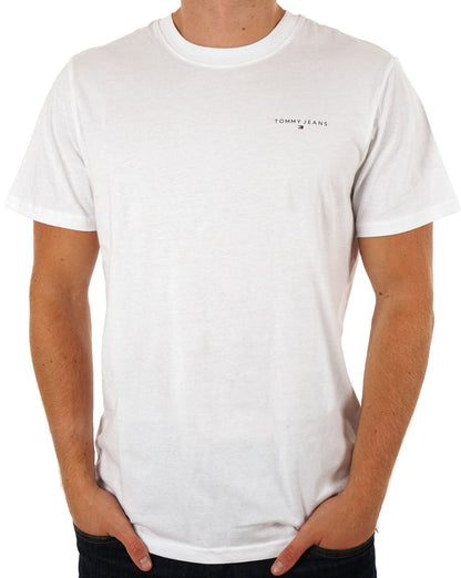 Tommy Jeans – Weißes T-Shirt mit linearem Logo