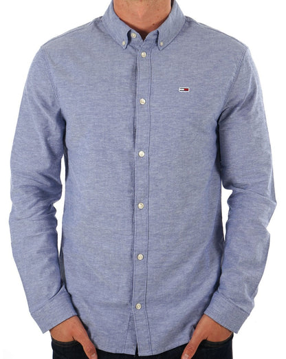 Tommy Jeans Stretch Oxford Baumwollhemd Hellblau