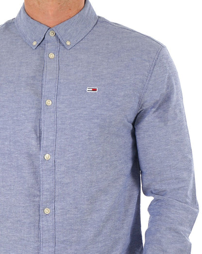 Tommy Jeans Stretch Oxford Baumwollhemd Hellblau