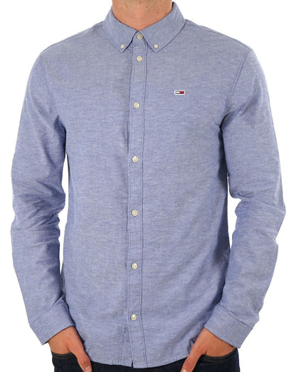 Tommy Jeans Stretch Oxford Baumwollhemd Hellblau