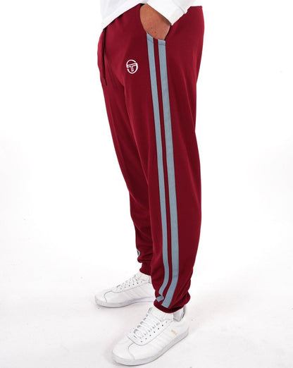 Sergio Tacchini Trainingshose mit 2 Streifen, Weinrot