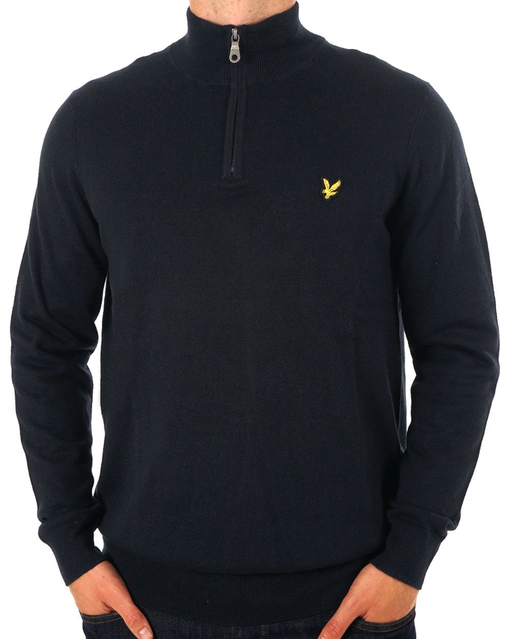 Lyle &amp; Scott – Merinopullover mit Viertelreißverschluss, Marineblau