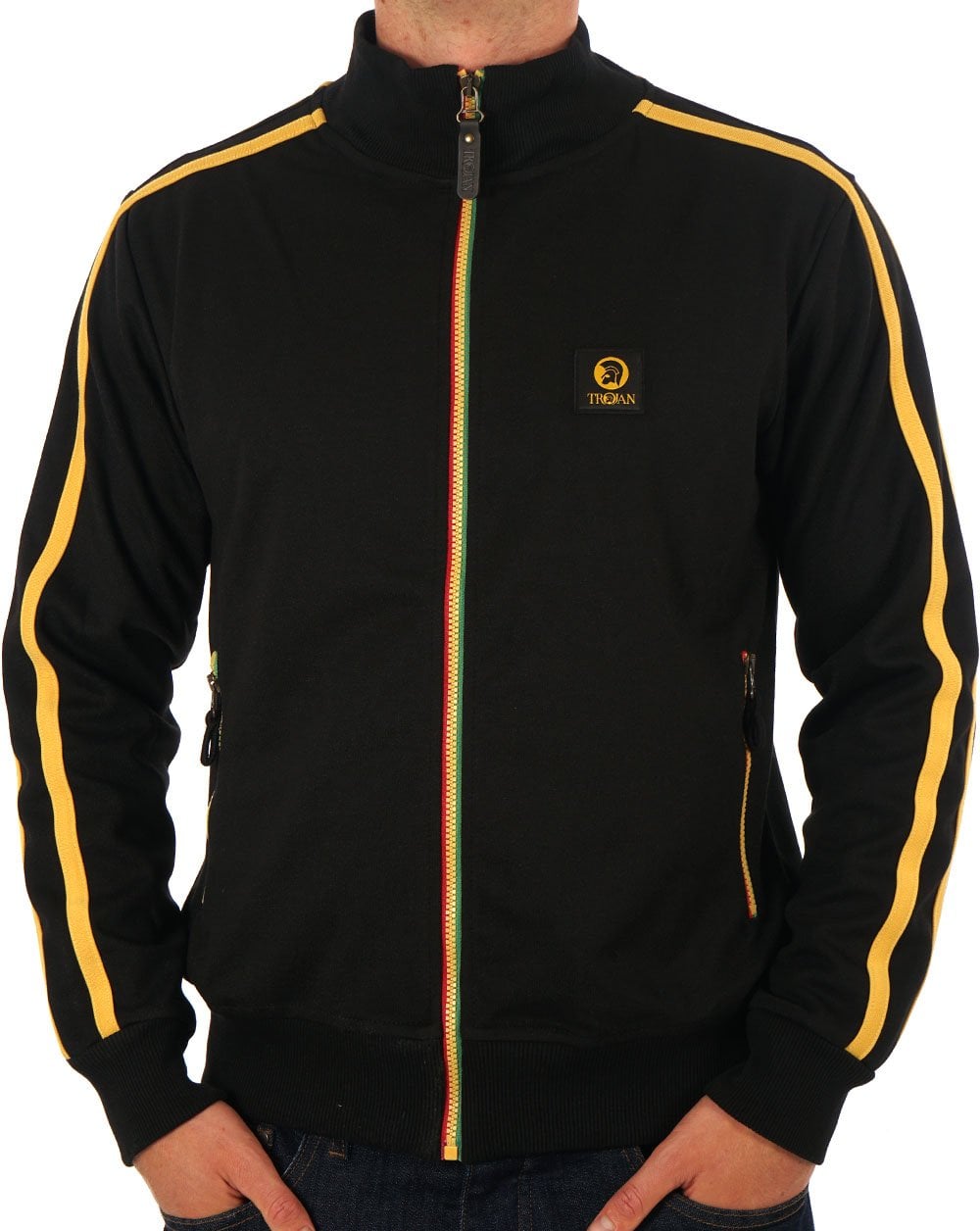 Trojan Trainingsjacke mit Kontrastreißverschluss in Schwarz