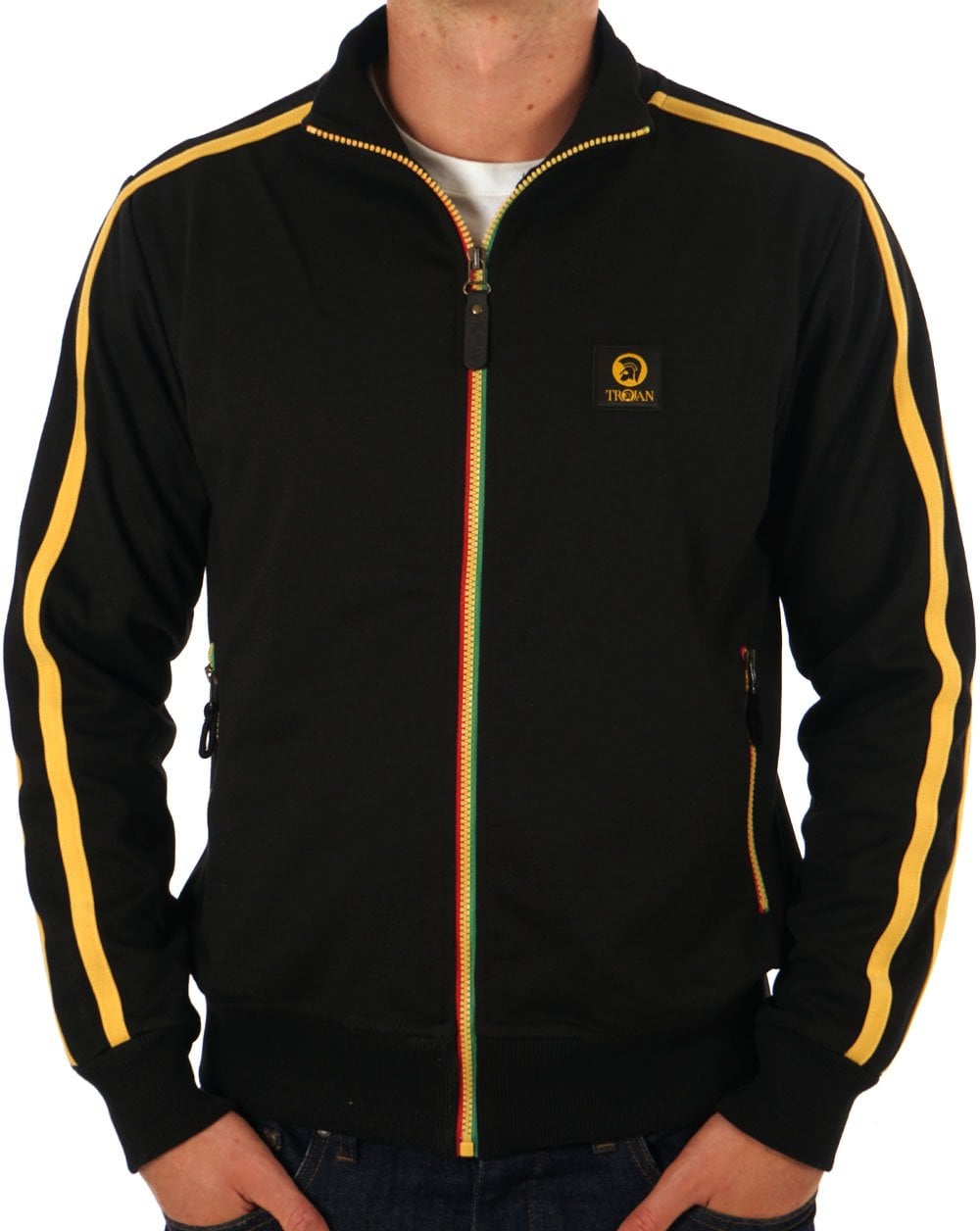 Trojan Trainingsjacke mit Kontrastreißverschluss in Schwarz