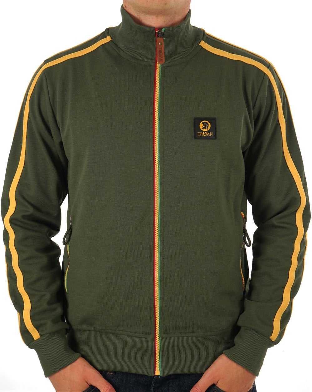 Trojan Trainingsjacke mit Kontrastreißverschluss in Armeegrün