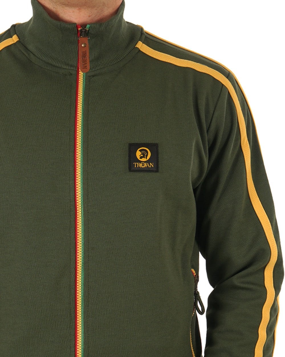 Trojan Trainingsjacke mit Kontrastreißverschluss in Armeegrün
