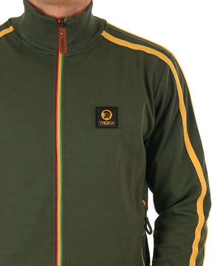Trojan Trainingsjacke mit Kontrastreißverschluss in Armeegrün