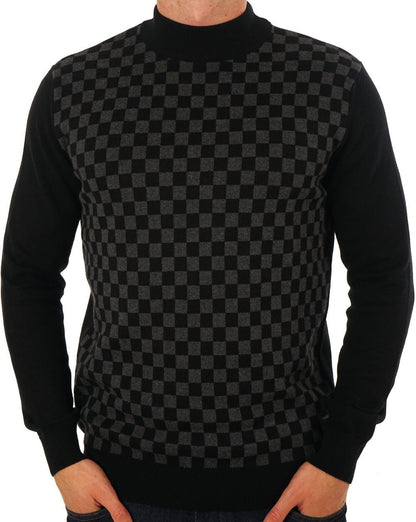 Trojan Rollkragenpullover mit Schachbrettmuster in Schwarz