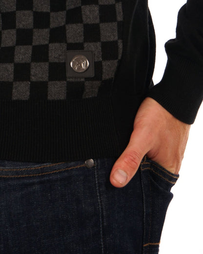 Trojan Rollkragenpullover mit Schachbrettmuster in Schwarz