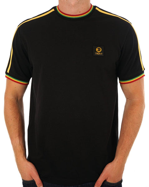 Trojan Three Colour Tipped T-shirt Black